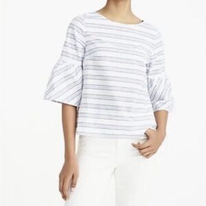 J. Crew Factory Blue and White Striped Blouse